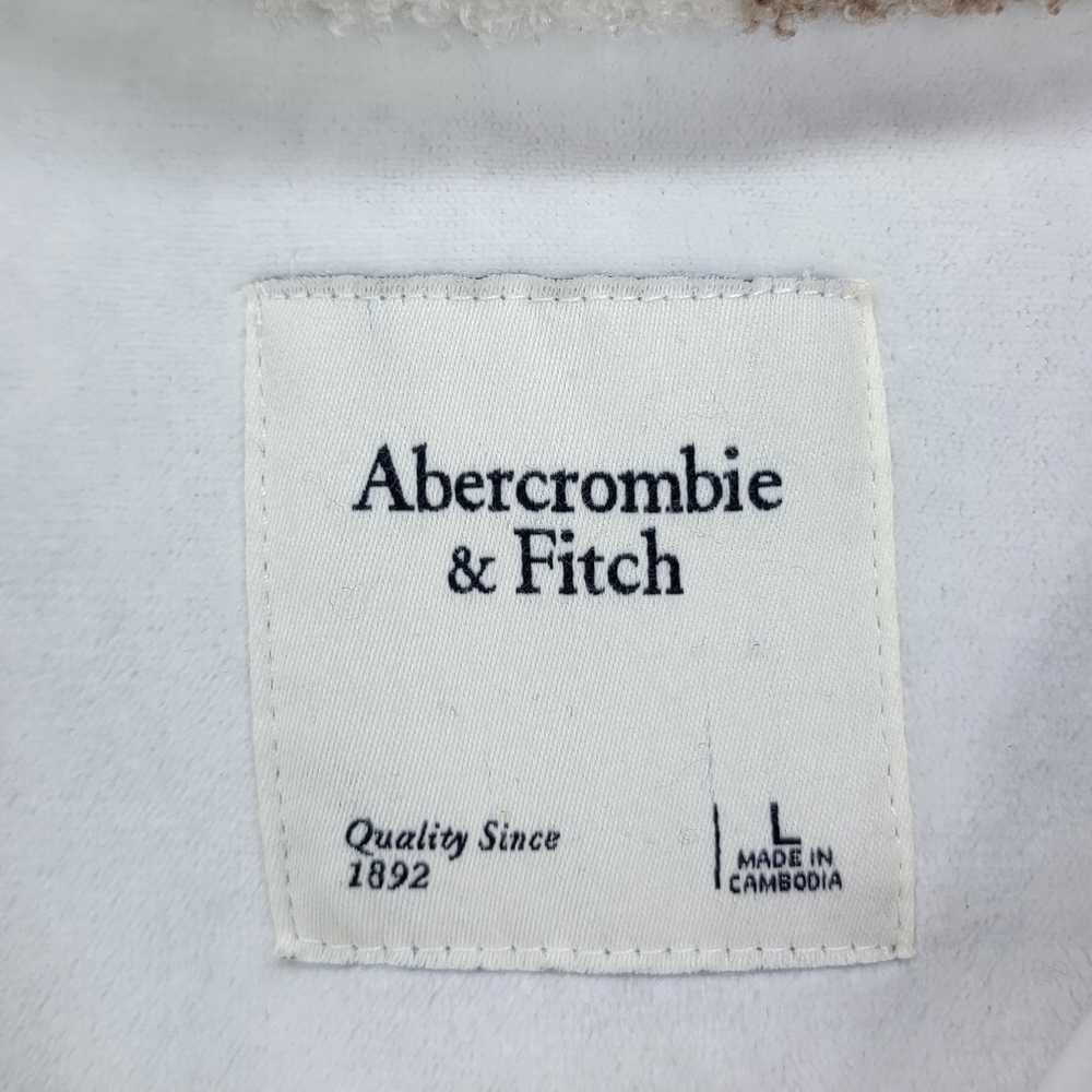 Abercrombie & Fitch Women's Plaid Cropped Teddy Snap Button Jacket Shacket - Picture 6 of 13